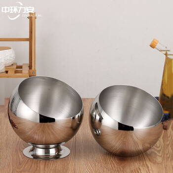 中环力安 18cm无底座带盖 不锈钢桌面收纳桶餐桌斜口碗KTV烟灰缸ZHLA-9024