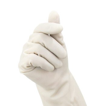 冰禹 BYsy-501 加厚牛筋耐磨 防滑耐磨乳胶 劳保洗车手套 33cm白色长款丁腈 L码（1双）