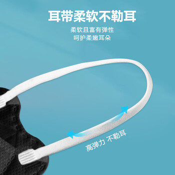 旷尔 一次性口罩 挂耳式折叠防护口罩 无纺布面罩【黑色 80x200mm】