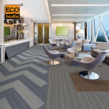 爱柯部落 方块毯办公室拼接地毯 会议客厅满铺防滑地垫装隔音地毯25cm×100cm（4片）灰色条纹110091