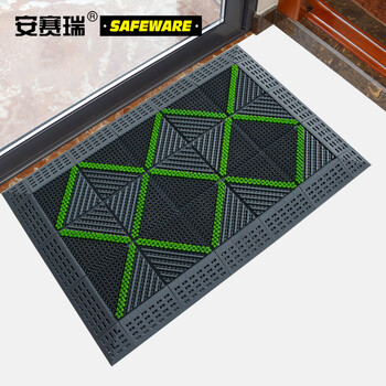 安赛瑞 室外镂空除尘地垫 EVA拼接除尘地垫 拼接式刮泥防滑脚垫 单刷绿刷灰底 45×45×2.5cm 23307