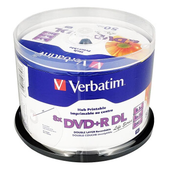 威宝（Verbatim） 台产 DVD+R DL8.5g空白可打印光盘50片装D9刻录盘8g光碟 50片一盒+笔+薄光盘袋50个