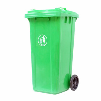 卫洋WYS-215 环卫 垃圾桶物业小区公用室外环保分类塑料带盖医疗环卫户外垃圾桶酒店 大号商用绿色带轮100L