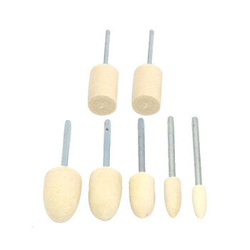 冰禹 BYlj-04 羊毛磨头 电磨头 玉石木工羊毛轮 玉石镜面抛光磨头（柄径*磨头直径）12个 磨头3*12子弹
