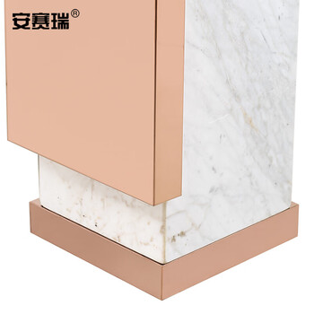 安赛瑞 不锈钢垃圾桶 带烟灰缸立式电梯口烟灰桶 室内酒店商场宾馆 玫瑰金色 27193