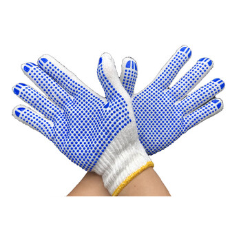 鲁坤 LK-03 线手套 点胶手套手掌处带橡胶小点劳保手套点塑带胶耐磨工地