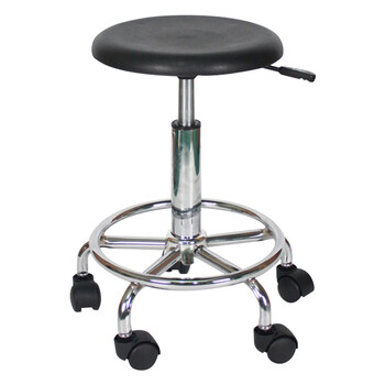 稳斯坦 WST209 车间流水线员工凳 PP塑料圆形实验室凳子 升降旋转椅子 工位设施(轮子钉款-黑色) 需自行安装