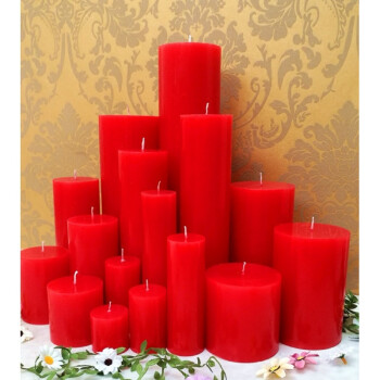婚庆礼圆柱蜡烛 去烟柱蜡无味蜡烛普通照明结婚喜蜡烛 红色5x5cm1个