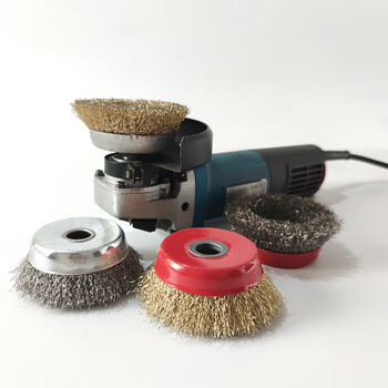 兰诗（LAUTEE）210348 碗型钢丝刷 金属除锈机用钢丝刷 角磨机不锈钢抛光刷 大红碗  10把/盒