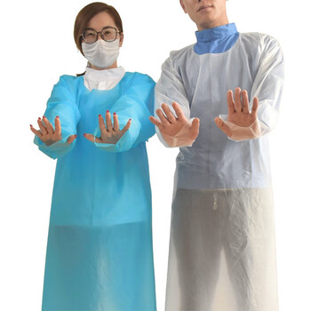 者也 加厚一次性隔离反穿衣 50件 带袖CPE防尘围裙清洁服实验室隔离衣