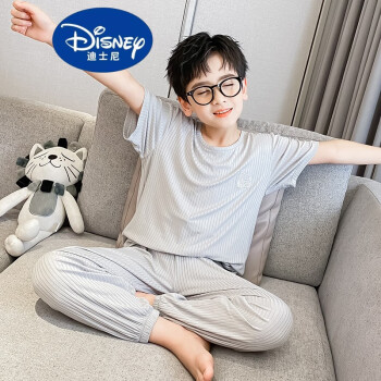 迪士尼disney男童睡衣纯棉短袖薄款夏装儿童家居服洋气冰丝莫代尔男孩