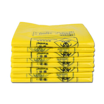 者也 100只加厚黄色废物袋 一次性废弃物垃圾袋 手提式清洁袋包装袋平口袋 30升60cm*70cm手提式