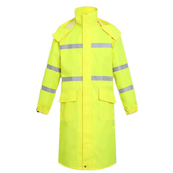 者也（ZYE）长款雨衣 成人男巡逻徒步防汛急救物业保安双层防水加厚单人反光雨衣雨披可印字031 荧光黄 XL码