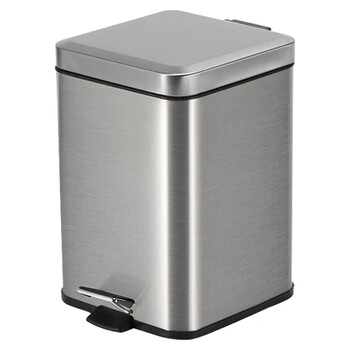 兰诗（LAUTEE）LK1020 脚踏垃圾桶方形卫生间垃圾桶办公室纸篓 金属烤漆粉色6L