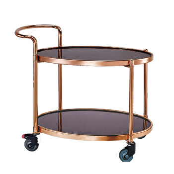 南 C-90E 酒水车 玫瑰金 两层酒水服务车 大堂茶水饮料车 酒店餐车推车置物架 不锈钢甜品车送餐车