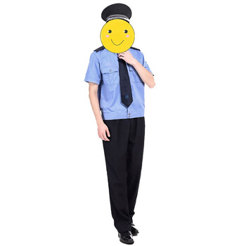 鸣固 保安服 酒店物业小区工作服装 春季柔韧舒适透气职业服 蓝短袖 165/M