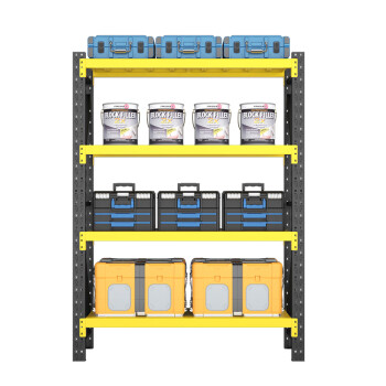 建功立业中型货架GY5235仓库收纳架储物架1500*500*2000mm承重200kg/层黑黄色
