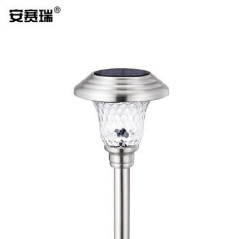 安赛瑞 太阳能草坪灯 户外庭院景观花园装饰防水地插灯 2个装不锈钢银色 冷白 766018
