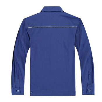 江燕 夏季纯棉工作服 长袖电工服 带反光条工装 100%棉 JY-1276 蓝色套装 XXL 180