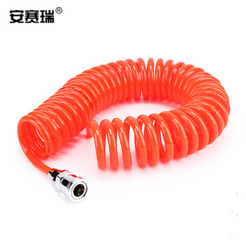 安赛瑞 气管气动软管弹簧管PU汽管空压机管气泵气管螺旋风管 8x5mm(15米) 蓝色橘色随机发450263