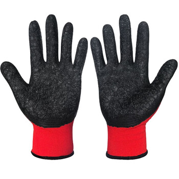 鲁坤  尼龙皱纹手套 挂胶线透气防滑防油劳保