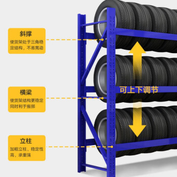 尚留鑫 轮胎货架4S店修车店置物架2000*500*2000mm中型加厚三层内径460mm