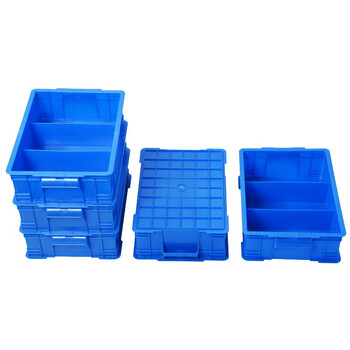 上柯 G6002 蓝色周转箱 收纳格子箱塑料盒子加厚仓库胶框物流箱子 3格358X238X97mm