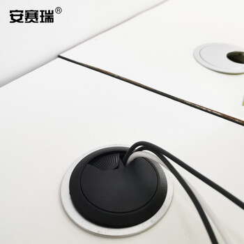 安赛瑞 塑料穿线盒 办公桌走线盒线孔盒（20个装）60mm 桌面穿线盒 黑色 27074