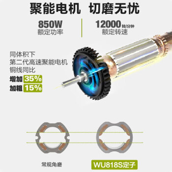 威克士(WORX)角向磨光机切割机打磨机抛光机开槽机工业级大功率多功能电动工具WU818侧开关
