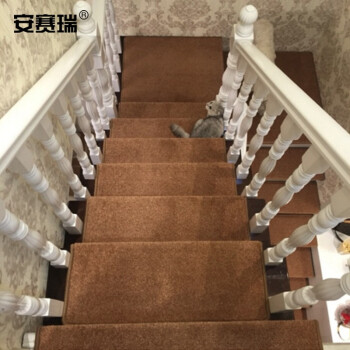 安赛瑞 楼梯地垫 木楼梯地垫 75×24×3cm 免胶自贴楼梯防滑踏步垫 实木地毯 长方形 咖啡色700614