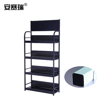 安赛瑞 轻型小货架 机油配件展示架 超市便利店置物架展销架金属货架 黑色 四层 28387