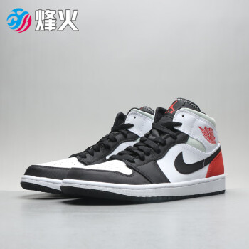 烽火 air jordan 1 mid aj1 小union 黑白红 篮球鞋852542 100 852542