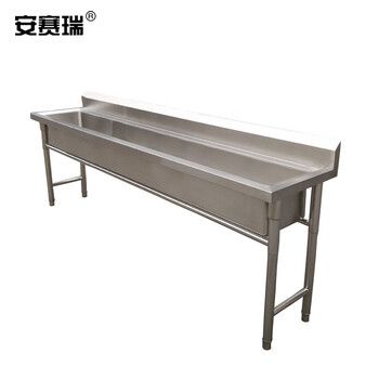 安赛瑞 不锈钢水槽 单槽水池饭堂洗碗池 150×60×80cm 学校食堂幼儿园洗手池 700775