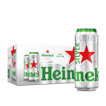 喜力星银（Heineken Silver）啤酒500ml*18听 整箱装,降价幅度12.6%