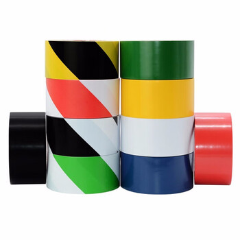 鸣固 黄黑警示胶带 工厂仓库标识斑马线地面安全定位划线警戒胶带 48mm*18米 6卷装