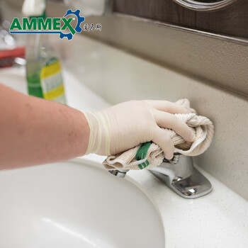 爱马斯一次性乳胶手套 100只 乳白色 中号M码