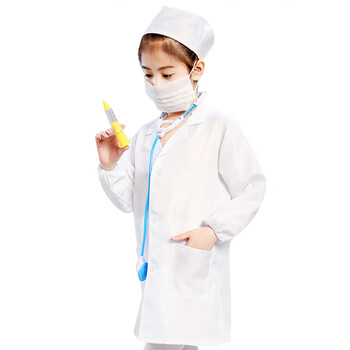 者也（ZYE）白大褂实验服长袖幼儿园小学表演服装职业过家家扮角色表演出服装白大衣 白色厚款 135cm