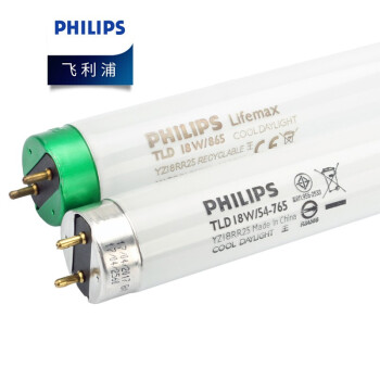 飞利浦（PHILIPS）照明企业客户 T8三基色日光灯管荧光灯管 TLD 18W 6500K 白光0.6米 18W/865 整箱25支 