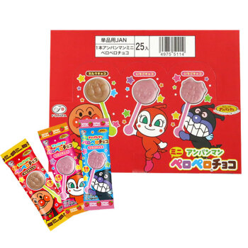 不二家 日本进口 面包超人巧克力棒棒糖 独立包装 卡通造型儿童零食品 7种水果味共25支(保质期到22年12月)