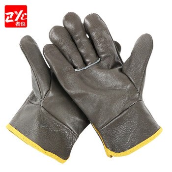 者也（ZYE）牛皮焊工手套短款加厚防护手套 深色系颜色随机发60双