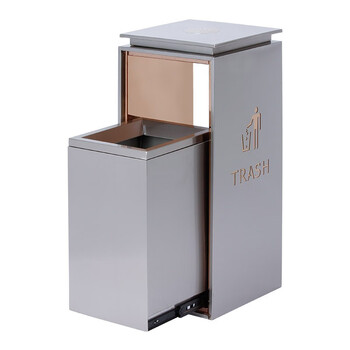 领象 酒店垃圾桶大堂 不锈钢垃圾箱商场环卫宾馆立式烟灰桶电梯厅走廊KTV果皮箱 禁烟款 银色