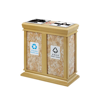 庄太太【A8C分类垃圾桶】不锈钢分类垃圾桶环保可回收不可回收果皮箱户外室内物业二分双筒