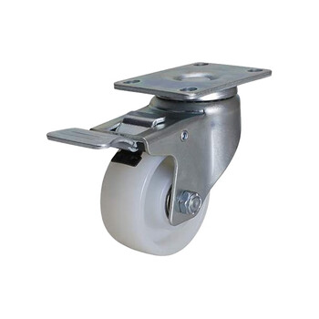 安赛瑞 平顶刹车脚轮 3英寸中型尼龙轮 家具轮 承重150KG脚轮 滑轮滚轮 铁双刹 易得力企业可定制 16216