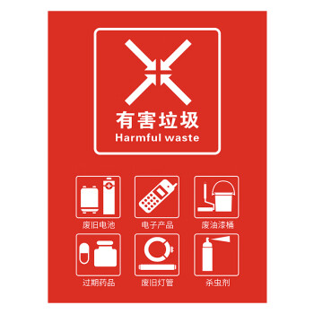 庄太太【18*24cm蓝色可回收物】新国标垃圾分类垃圾桶标识贴纸可回收易腐有害其他垃圾标志标签
