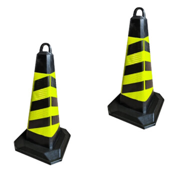 波浩 橡胶路锥70CM反光锥隔离墩桩警示柱 黄黑条纹无字 20个起售 不零售