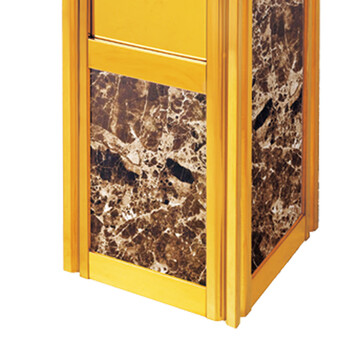 南 GPX-6D 四菱角座地烟灰桶 镜金 啡网纹人造石 酒店会所大堂楼道烟缸垃圾桶 不锈钢垃圾桶 立式烟灰桶