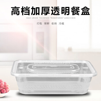 飞尔（FLYER）一次性餐盒 透明塑料快餐外卖打包盒【透明650款带盖 600套】