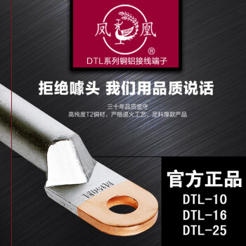凤凰A级 DTL铜铝鼻子铜铝接头电缆用 DTL-25（A级）铜铝过渡接线端子 1只