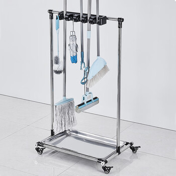 益美得 WY3018 可移动拖把架墩布架挂架复合管不锈钢架子 5挂位6钩