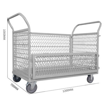 张氏艺佳仓库推拉网格手推车折叠搬运车物料四轮拉货车灰色网格款1200*700*1000